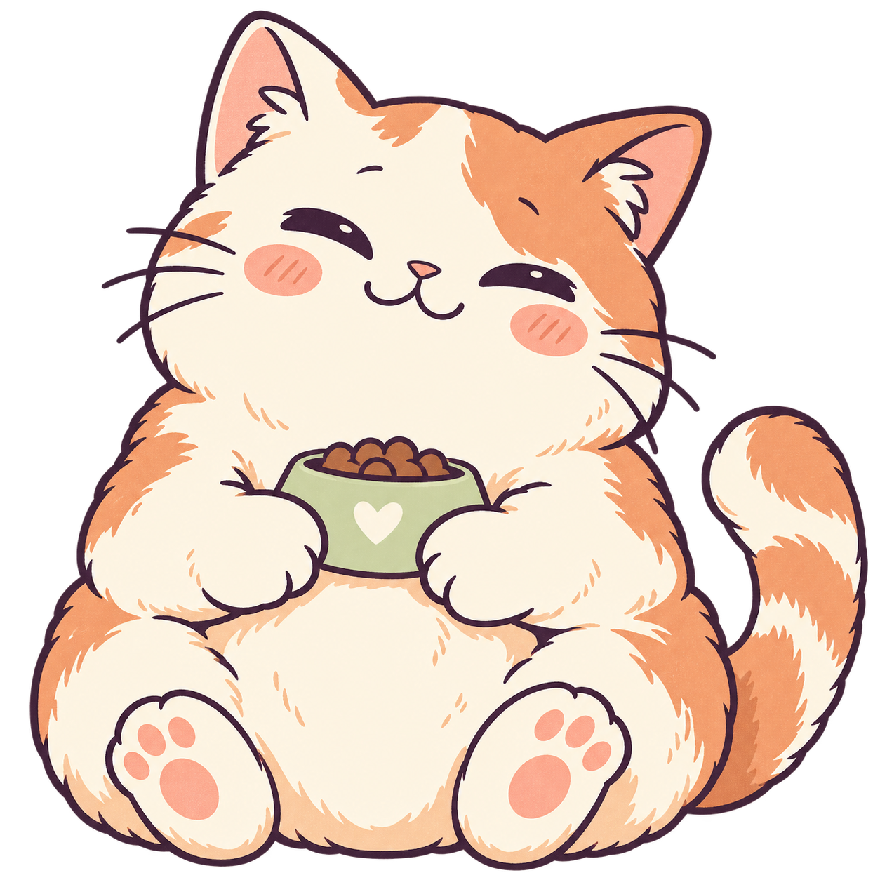 Petit chat gourmand avec sa gamelle